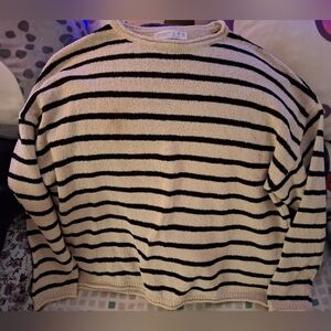 Beige & Black Striped Primark Sweater Sz Lg